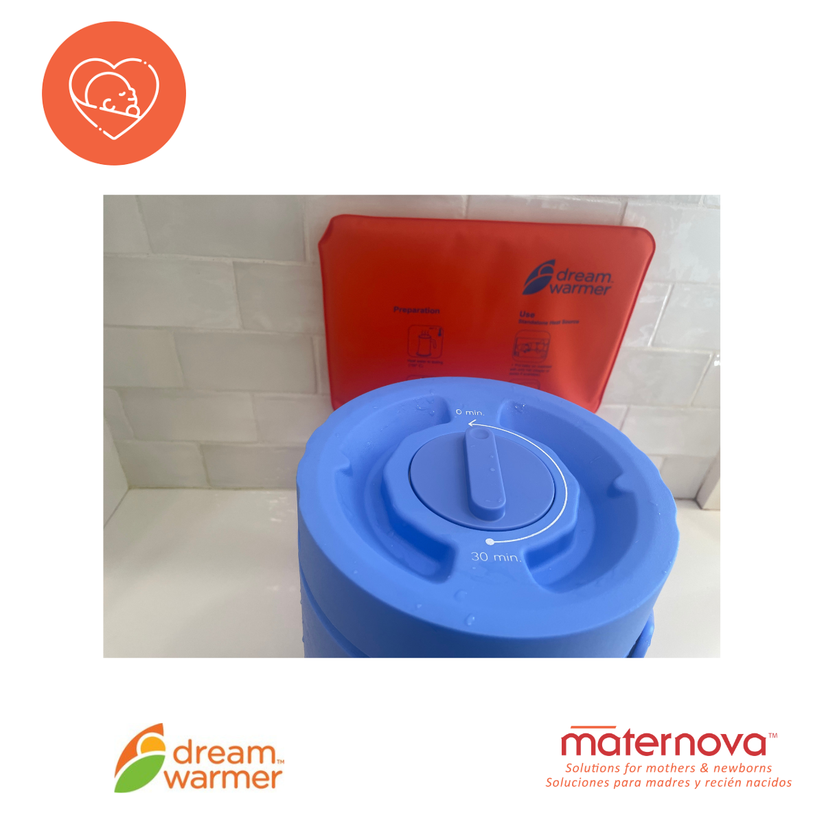 Infant warming mattress cover and special thermos with timer. 